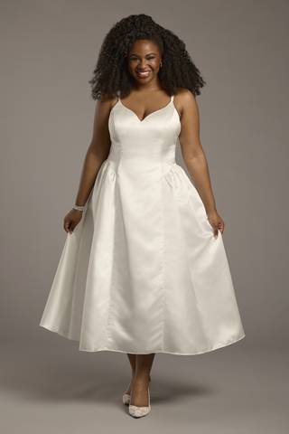 Picture of Satin Drop Waist Spaghetti Strap Midi Dress